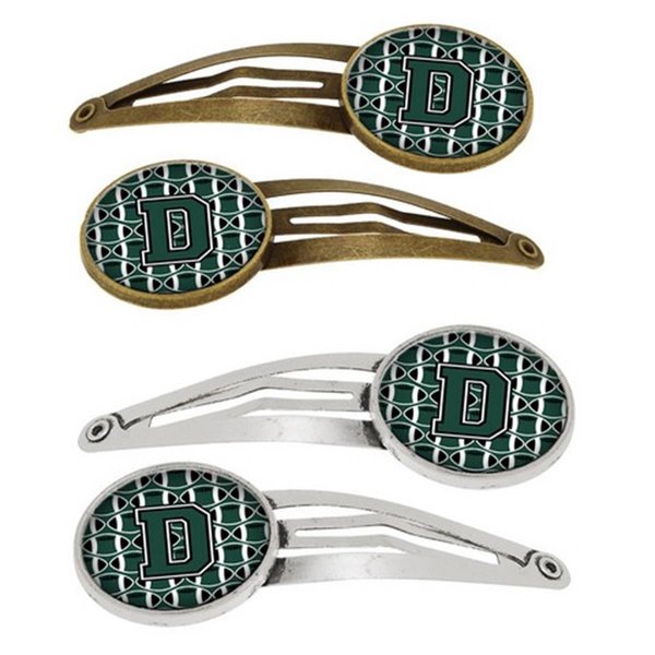 Carolines Treasures Letter D Football Green and White Barrettes Hair Clips, Set of 4, 4PK CJ1071-DHCS4